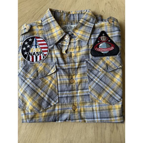 Vintage Cowboy Retro Plaid Shirt Throwback Western Button Down Patches Hipster M - Picture 8 of 13